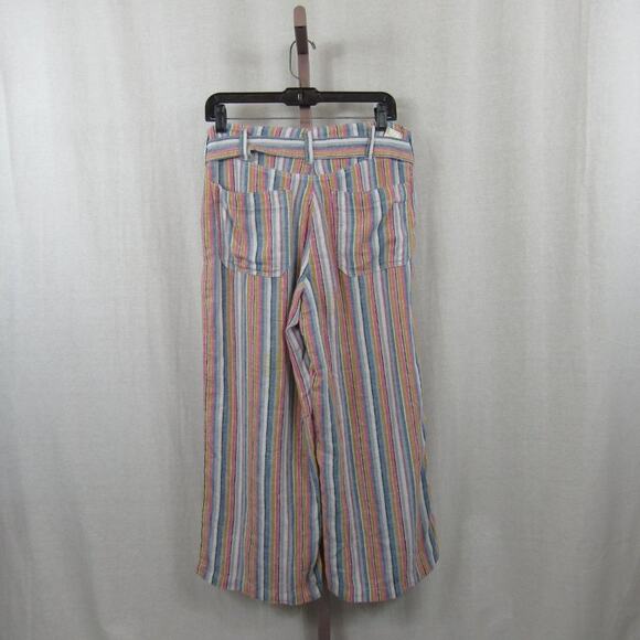 Seven7 Size 4 High Waisted Wide Leg Linen Blend Rainbow Pants Orange Blue White - Picture 5 of 6